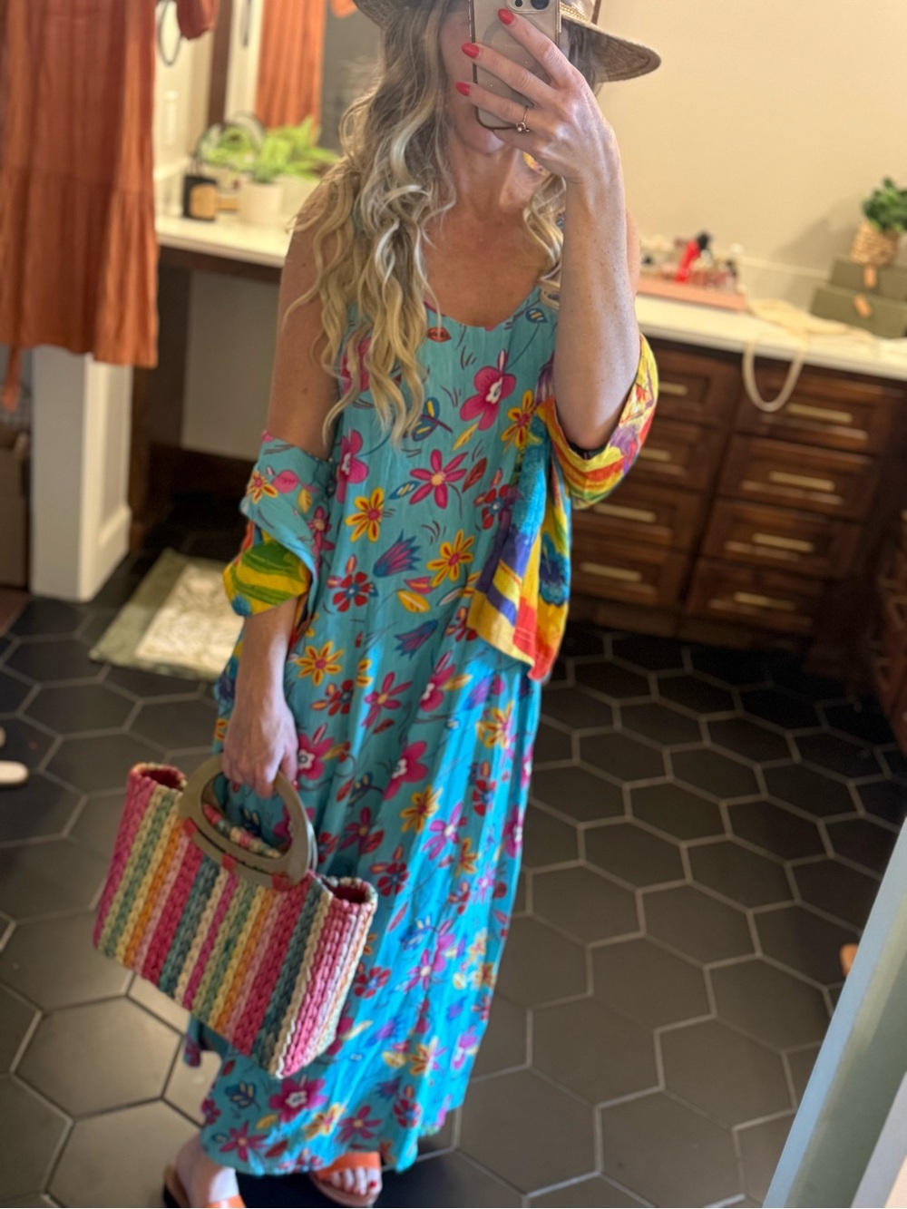 Vintage reversible tropical maxi dress + matching open top set 🌴⛱️🎨